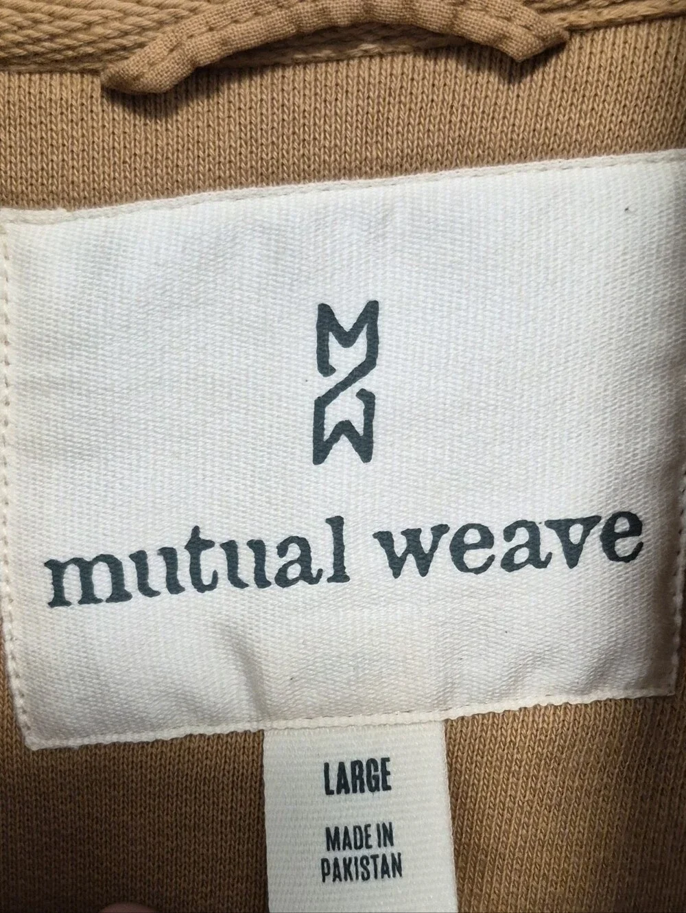 Mutual Weave French Terry Shacket Cotton Knit Jacket Shirt Utility Tan Mens Sz L